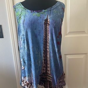 Aronia “Paris” blouse with “beaded” bling  lining the Eiffel Tower Size 1XL